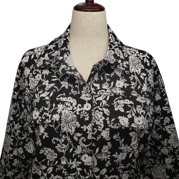 Ruby Rd Womens White Floral Jacket Plus Size 14 Stretch, Lightweight, Pockets - Picture 4 of 11